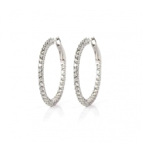 18k White Gold Diamond Hoop Earrings 3.55ct